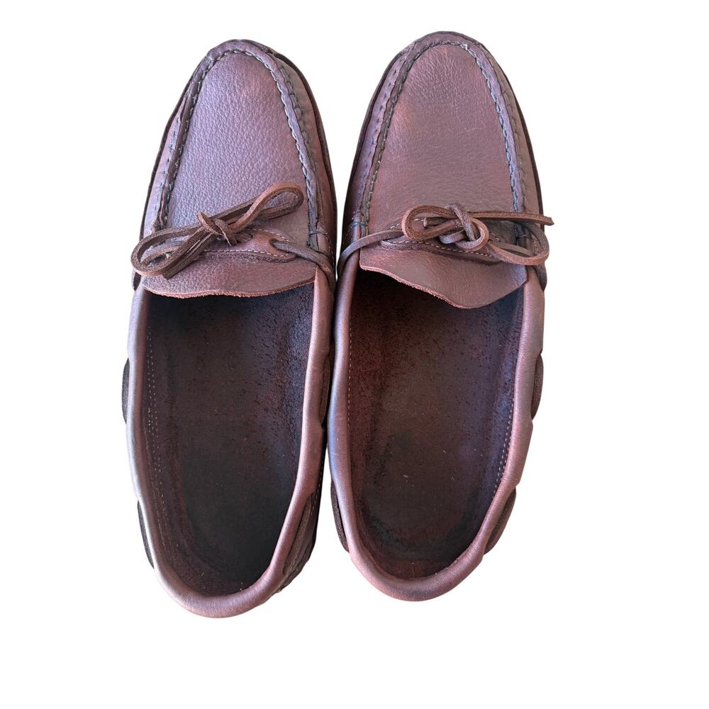 Orvis by Gokey Mens 10.5 D Brown Leather Moccasin Loafers Handmade USA Vintage